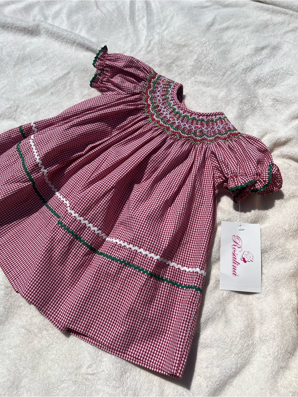 Vintage Rosalina Gingham Smocked Holiday Dress